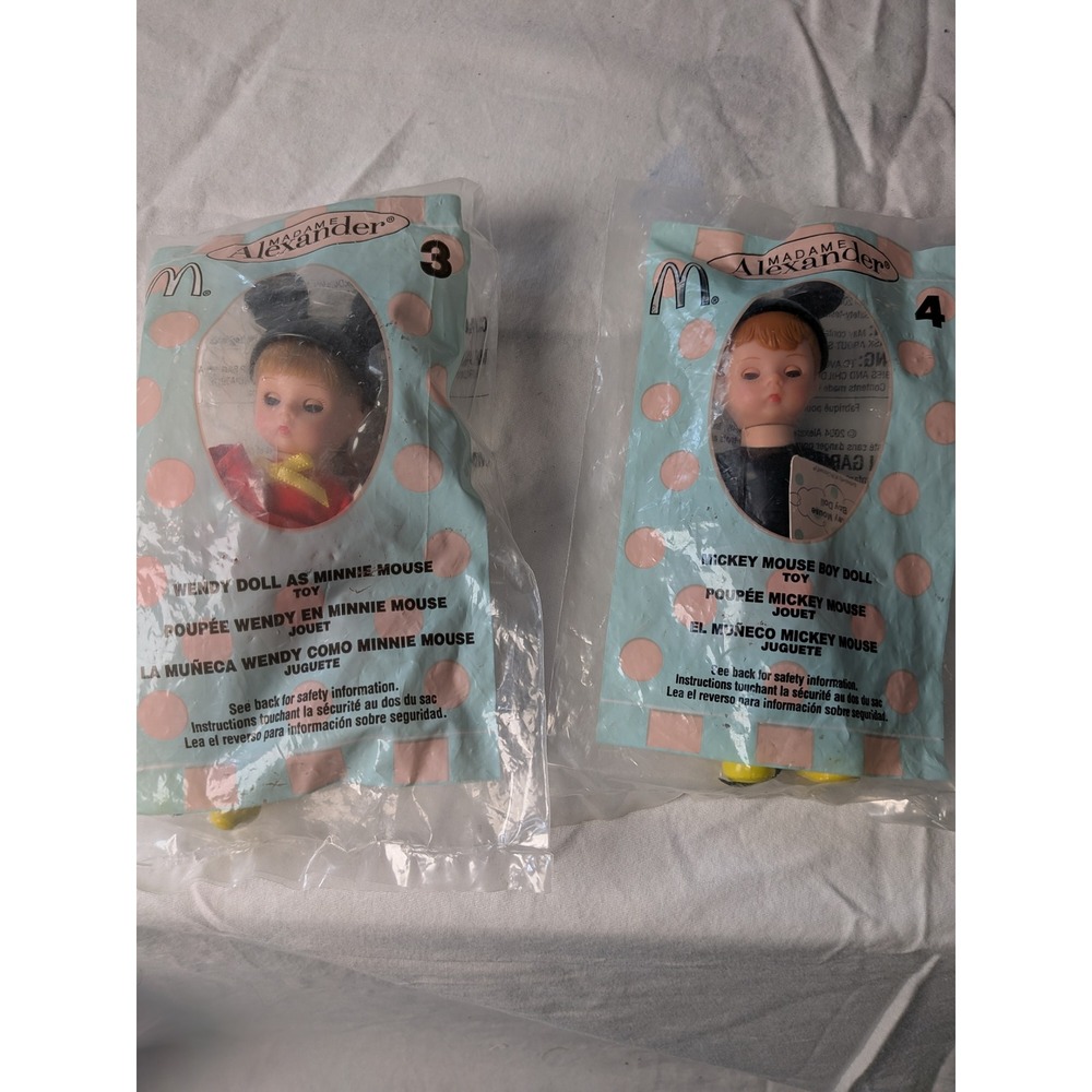 2004 Madame Alexander McDonalds Disney Mickey‎ & Minnie Mouse Dolls NIP Set of 2